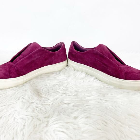 J/Slides Women J / SLIDES Alara Slip‑On Platform Sneaker 8 Women Burgundy Suede Minimal Chic